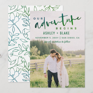 Faire-part Green Our Adventure Begins Photo Save the Date