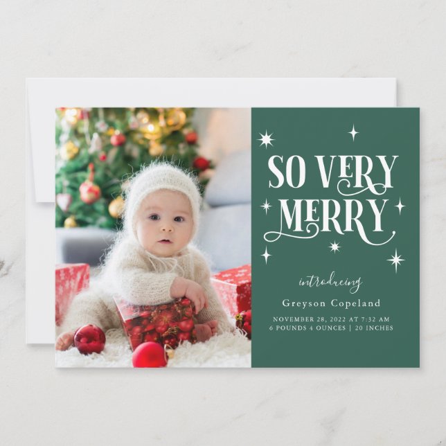 Faire-part Green So Very Merry Holiday Baby Photo (Devant)