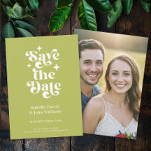 Green Typography Photo Save The Date
