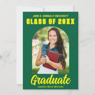 Faire-part Green Yellow Graduate Photo Moderne Gras Graduatio