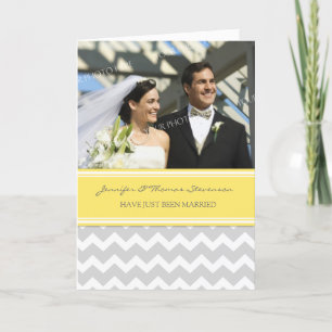 Faire-part Grey Lemon Chevron Juste Marié Photo