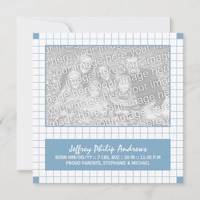 Faire-part Grille bleue (Devant)