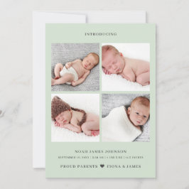 Faire-part Grille photo de collection de photos vert pâle mod