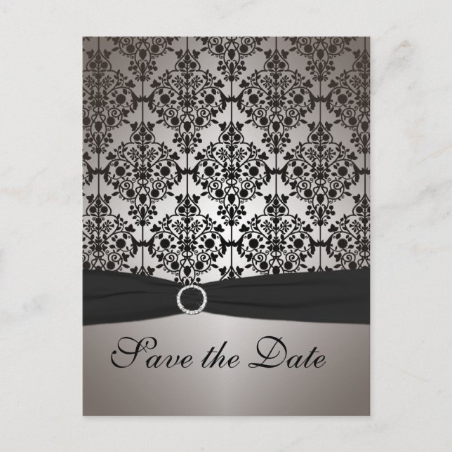 Faire-part Gris et noir Enregistrer la carte postale Date (Devant)