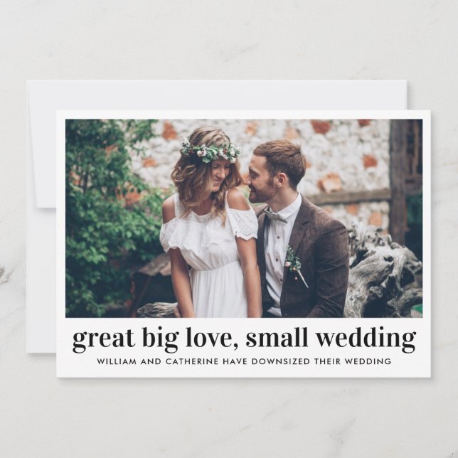 Faire-part Grosse Grande Amour Petite Photo de Mariage Réduit (Devant)