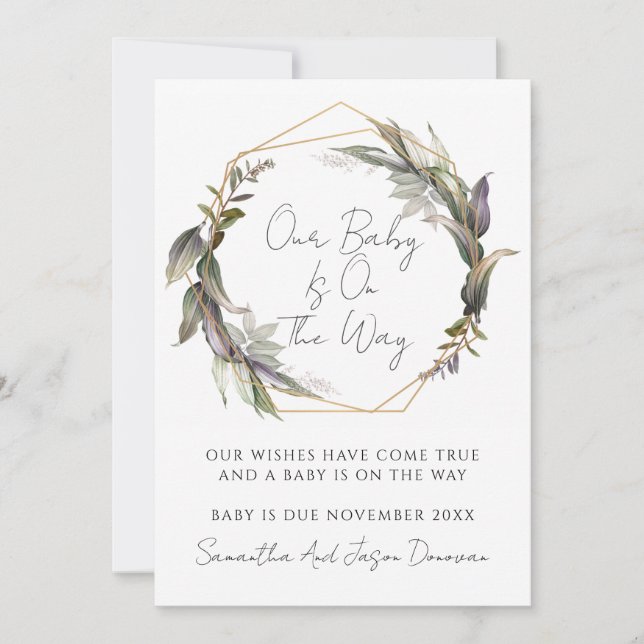 Faire-part Grossesse de verdure rustique (Devant)