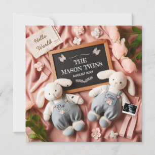 Faire-part Grossesse jumelle modifiable