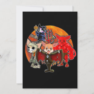 Faire-part Halloween Chihuahua Costume maman mal sorcier pub