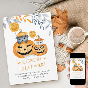 Faire-part Halloween En attendant une petite citrouille de gr