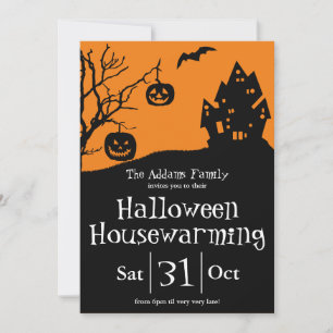 Faire-part Halloween Fête du réchauffement de la maison et no