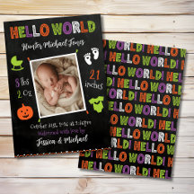 Hauntingly Sweet Halloween Birth Announcement