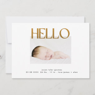Faire-part hello funky jaune or Foil moderne minimaliste