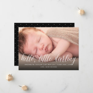 Faire-part Hello Little Darling Simple Minimaliste Photo Nais