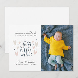 Faire-part Hello Little One Blue Baby Boy Photo Birth Announc