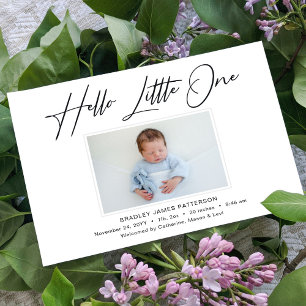 Faire-part Hello Little One Elegant Script Photo Naissance