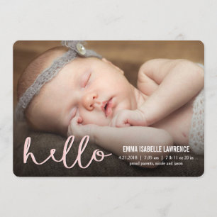 Faire-part HELLO Modern Birth Annonces PINK