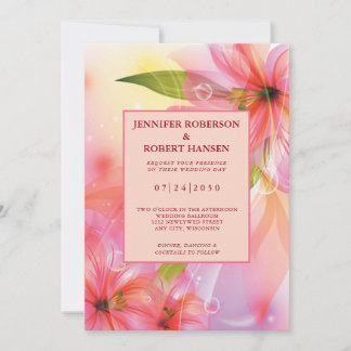 Faire-part Hibiscus rose Mariage floral