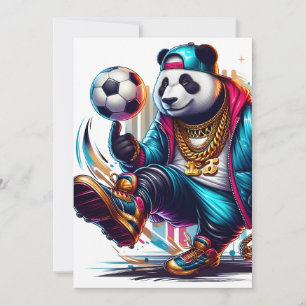 Faire-part Hip Hop Panda Football de Soccer Été Sports