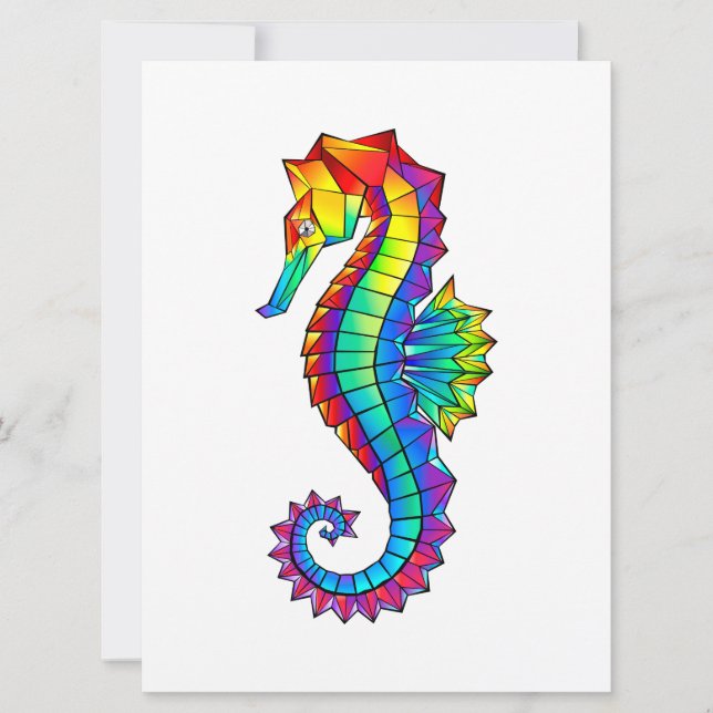 Faire-part Hippocampe polygonal arc-en-ciel (Devant)