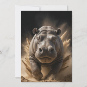 Faire-part Hippopotame animal sauvage Élégant portrait dramat