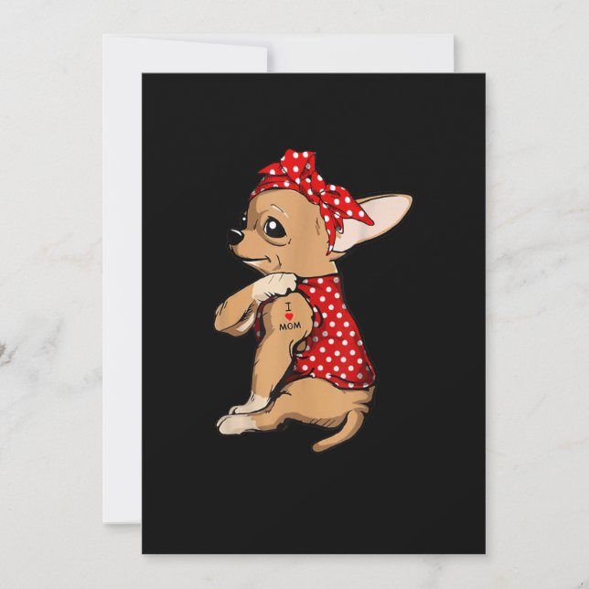 Faire-part I Love Maman Tattoo Funny Chihuahua Chien portant  (Devant)