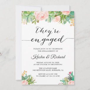 Faire-part Ils sont engagés Fiançailles floraux de Cactus Suc