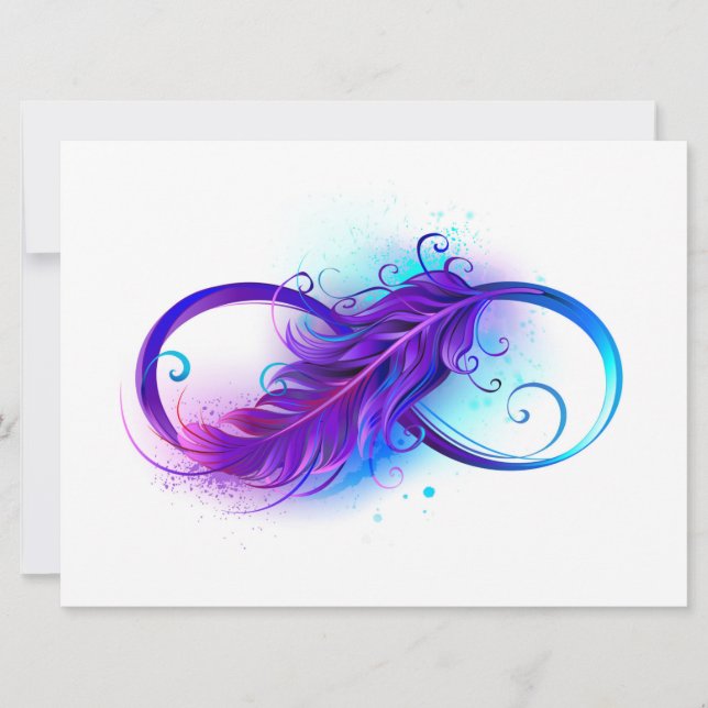 Faire-part Infinity with purple feather (Devant)