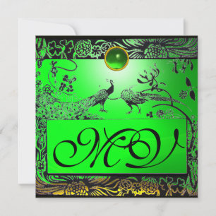 Faire-part INSÉPARABLES mariages MONOGRAM jaune noir émeraude