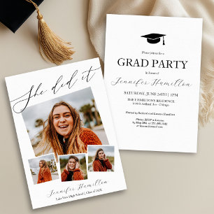 Faire-part Invitation de la fête de graduation pho