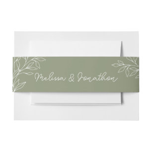 Faire-part Invitation de mariage Fleurs Boho Sauge Bandeau de