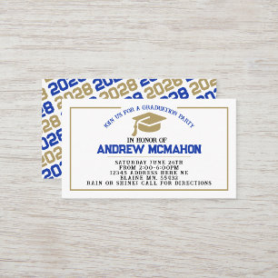 Faire-part Invitation d'études Blue & Gold Inserti