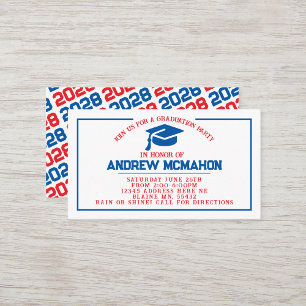 Faire-part Invitation Red & Blue Graduation Insére