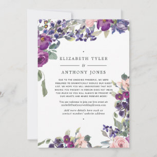 Faire-part Invités de mariage réduits aux fleurs violettes et