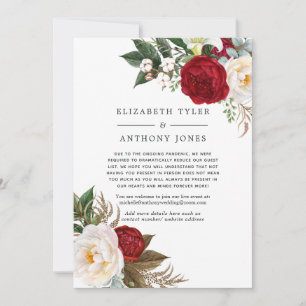 Faire-part Invités de mariage réduits Floral Rouge et Blanc B