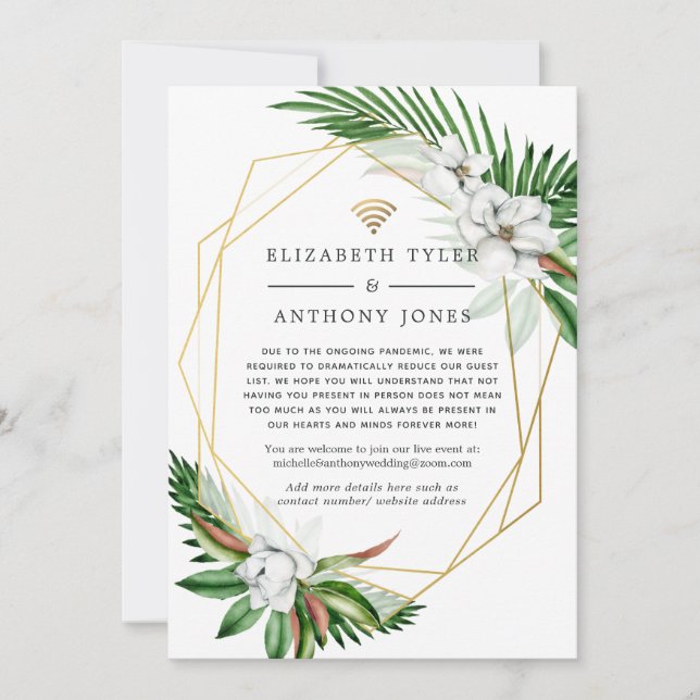 Faire-part Invités de mariage virtuel géométrique floral trop (Devant)