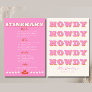 Faire-part Itinéraire rose de la fête de Bachelorette de Nash