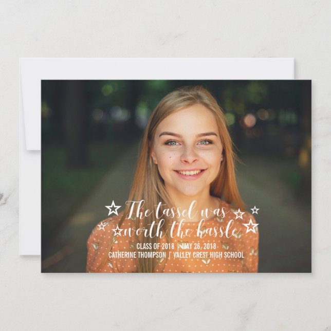 Faire-part Ivory Tassel Worth Hassle Photo Graduation (Devant)