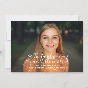 Faire-part Ivory Tassel Worth Hassle Photo Graduation