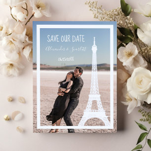 Faire-part Ivory Tour Eiffel Photo Enregistrer La Date