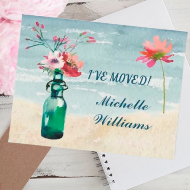 Faire-part J'ai déménagé Élégant Pastel Floral Budget Move (Créateur téléchargé)