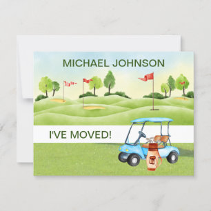 Faire-part J'ai déménagé Golf Panier Greens Man Budget Move