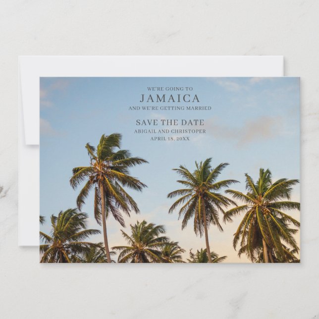 Faire-part Jamaïque Palm Tree Beach Sauvez les dates (Devant)