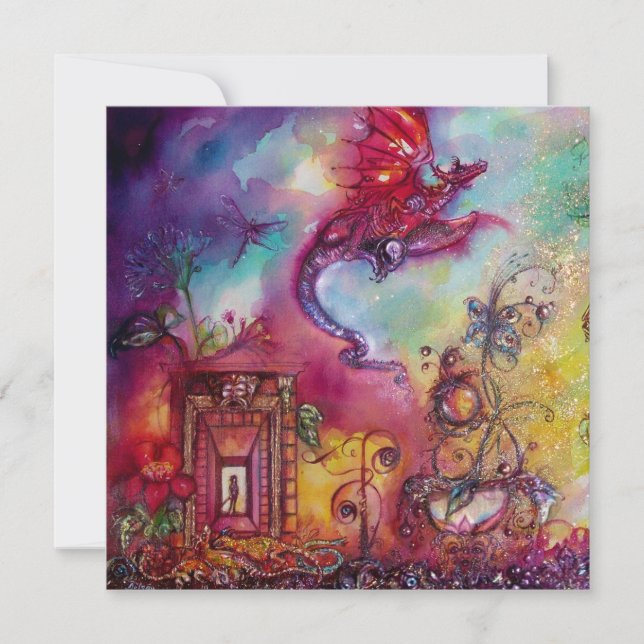 FAIRE-PART JARDIN DES OMBRES PERDUES - DRAGON ROUGE VOL (Devant)