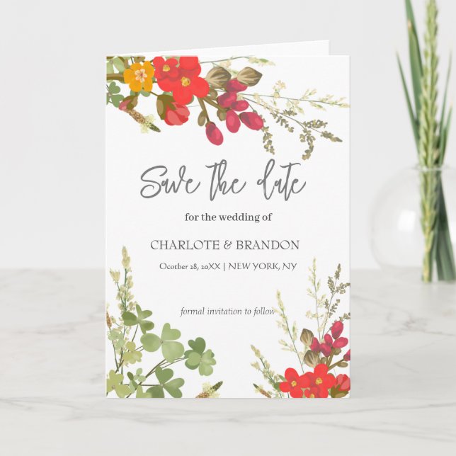 Faire-part Jardin Floral d'Été Fleurs Sauvages Mariage  (Devant)