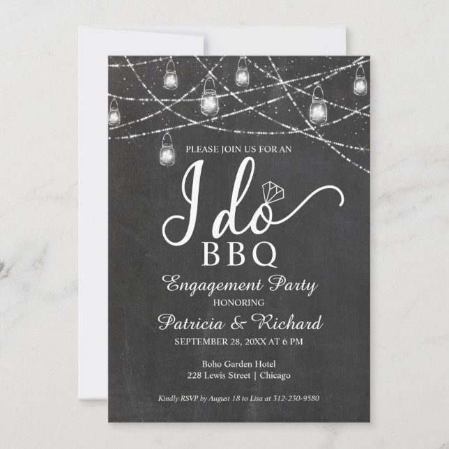 Faire-part Je fais BBQ Rustic Chalk Engagement Party Invitati (Devant)