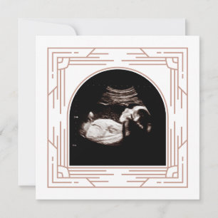 Faire-part Joli cadre rose Bébé Sonogramme Photo