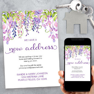 Faire-part Joli Floral Purple Wisteria Nouvelle Adresse Dépla