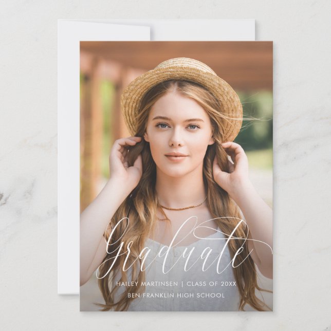 Faire-part Joli Script Virtual Graduation Party Photo (Devant)