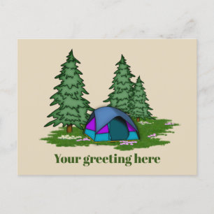 Faire-part Jolie tente camping ajouter carte postale de voeux