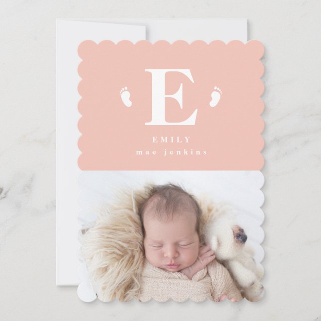 Faire-part Jorteils minimes de bébé moderne naissance initial (Devant)